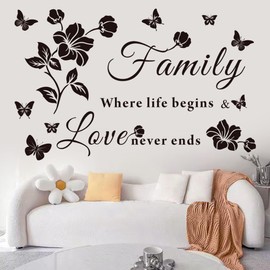 Family Wall Decor Stickers Family Letter Quotes Wall Decal Vinyl Sticker for Living Room Bedroom Family Decor Kitchen Dining Office Wall Decoration