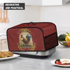 Annejudy Rooster Sunflower Slow Cooker Dust Cover Splash Stain Resistant Oval Slow Cooker Cover with Handle and Side Pockets Kitchen Appliance Accessories Fit for 6-8 Quart Oval Slow Cooker