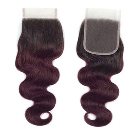 Body Wave 1b99j 4x4 Lace Clsoure Human Hair Natural Hairline With Baby Hair Free Part Grade 8A Brazilian Remy Hair Swiss Lace 16 Inch