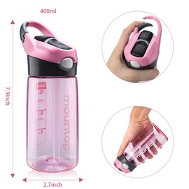 mountop Kids Water Bottle with Straw Lid and Handle, Easy Use for Girls and Boys, BPA-Free Pink