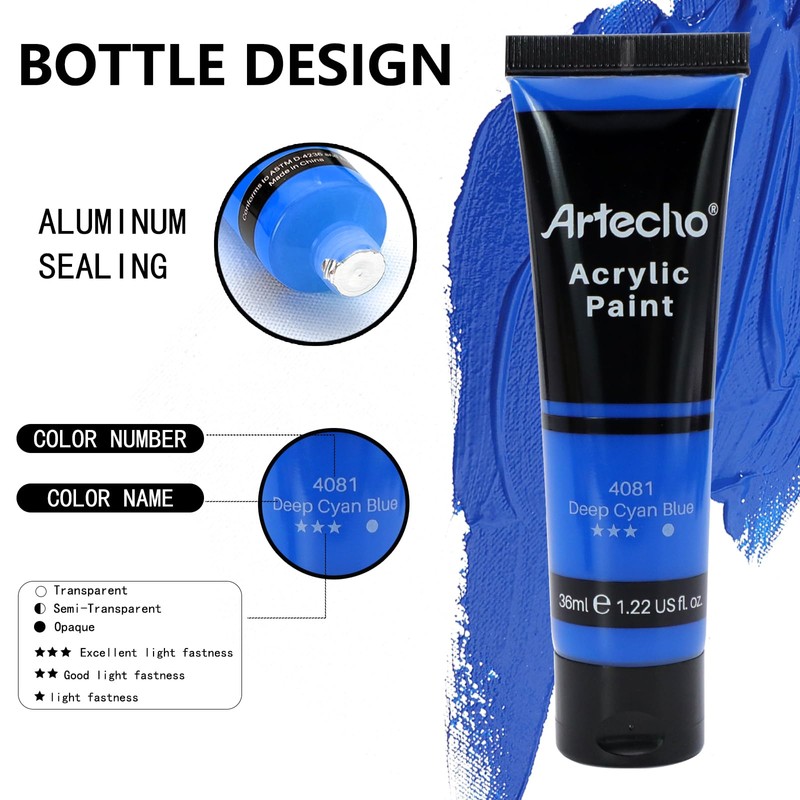 Artecho Acrylic Paint Set for Art, 18 Colors 36ml Basic