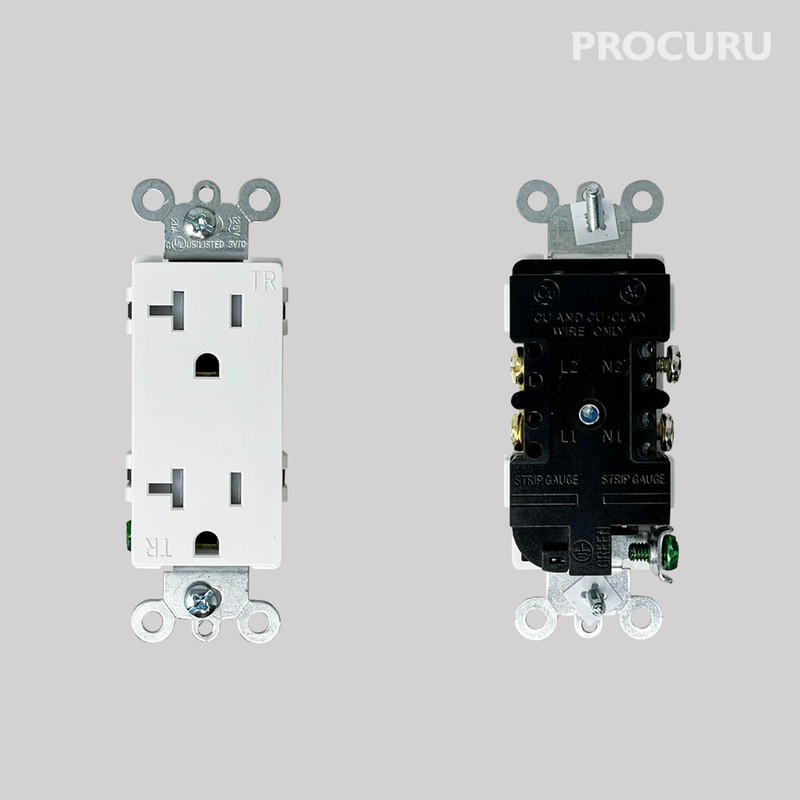 [40-Pack] PROCURU 20 Amp Decorator Commercial Grade Outlet Receptacle, Tamper