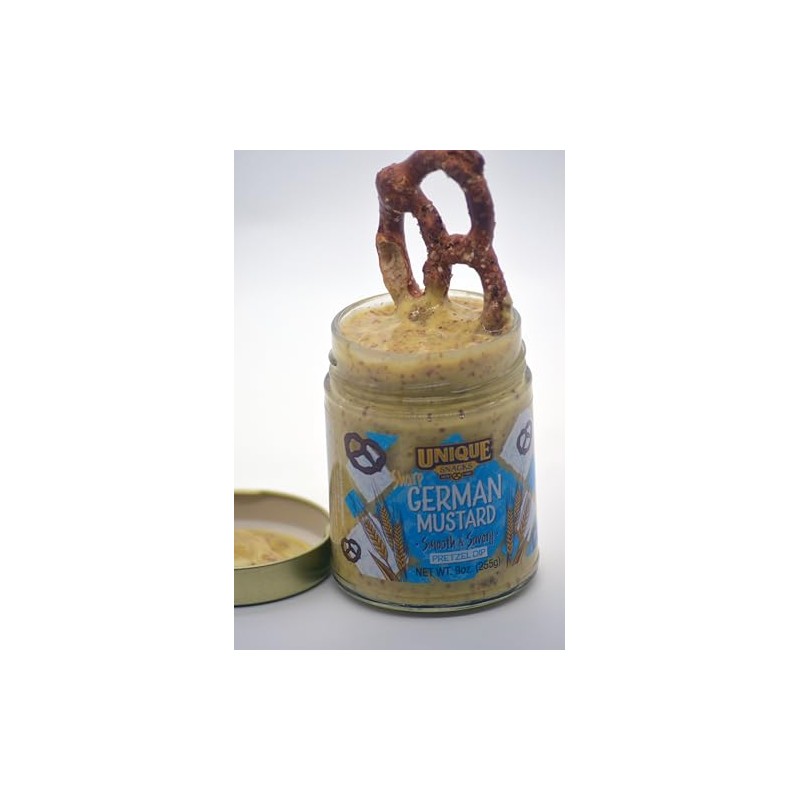 Unique Snacks Sharp German Mustard Dip, Whole Grain Mustard Seeds,