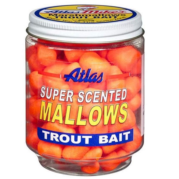 Atlas Mike's Jar of Garlic Marshmallow Salmon Fishing Bait Eggs, Orange, Super Scented (30033)