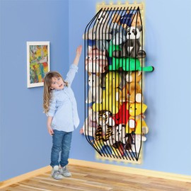 VOMELON Stuffed Animal Storage Wood Soft Toy Storage for Kids Room，Wall Mount Door Hanging Stuffed Animal Toy Organizer Shelf for Nursery Play Room White with LED Coil -Patent