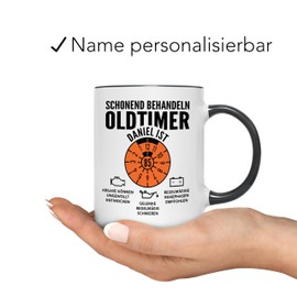 Oldtimer Tasse 85. Geburtstag Mann personalisiert mit Namen Geschenkidee Geschenk für Männer Geburtstagsgeschenk Kaffeetasse aus Keramik 330 ml
