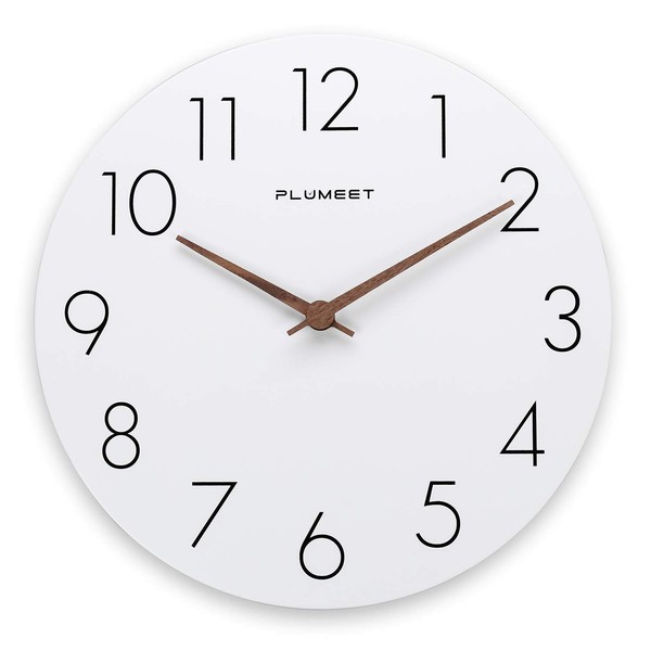 12'' Wooden Wall Clock - Plumeet Frameless Clocks with Silent