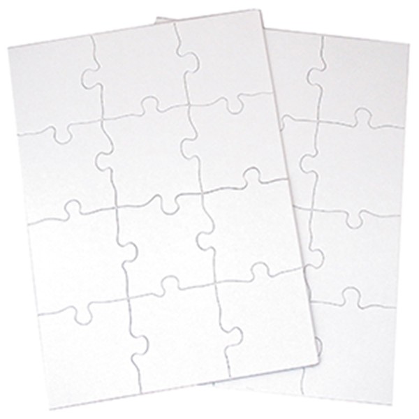 INOVART Puzzle-It 12-Piece Blank Puzzle, 12 Puzzles Per Package, 8-1/2" x 11", White