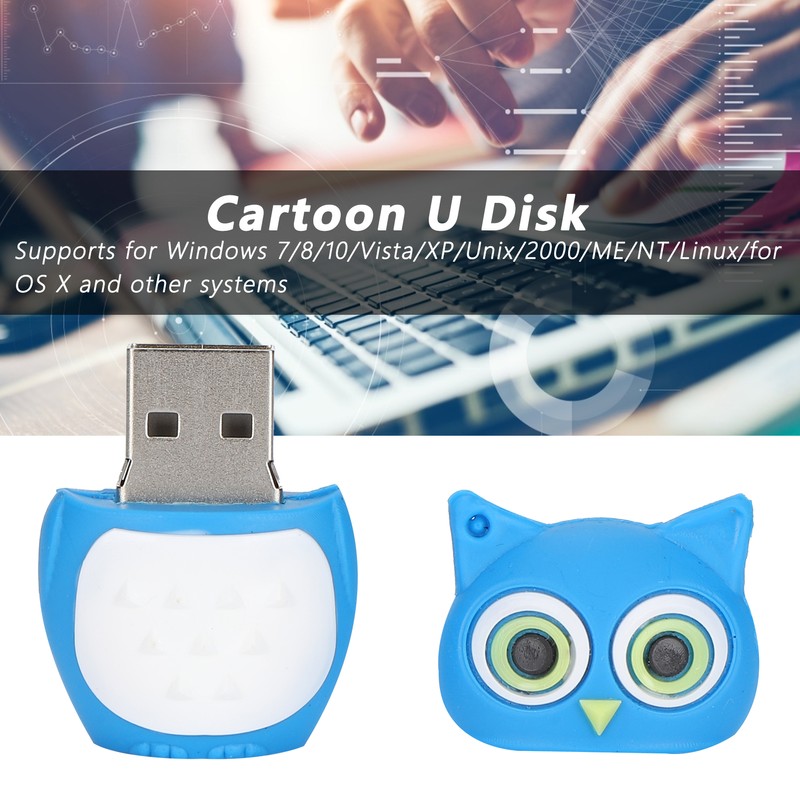 Cartoon U Disk Blue Owl Appearance High Speed Bulk Storage