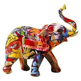 Modern Elephant Decorative Elephant Sculpture and Pop Art Decorative Figures For Lovers of Pop Art and Modern Art Looking for a Creative and Colourful Decoration, Decorative Figure 24 cm High