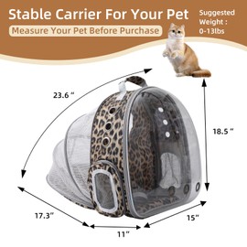 Cat Backpack Carrier Bubble Expandable Foldable Breathable Pet Carrier Dog Carrier Backpack for Large Big Cats Hiking, Travelling, Camping (Back Expandable-Animal)