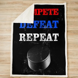 Ice Hockey Fleece Throw Blanket for Ice Sports Games Plush Blanket Hockey Player Sherpa Blanket Room Decor Puck Hockey Warm Fuzzy Blanket Winter Sports 40"x50"