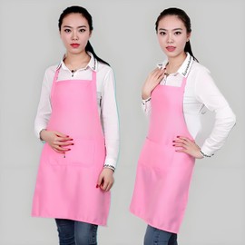 DWUENT Aprons for Cooking Chef Apron, Adult Women Unisex, Pink 58x72cm, Durable Comfortable Front Pocket Washable for Kitchen Baking Restaurant Crafting
