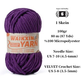 （4 Deep Purple） 4 Pack Super Soft Fuzzy Chenille Chunky Yarn for Crocheting, 400g (350yds) Velvet Fluffy Amigurumi Yarn for Hand Knitting Baby Blankets Weaving Craft