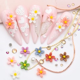 Cherry Blossoms Nail Art Charm Flower Supplies Mixed Spring Decoration 3D Nail Cherry Blossoms Mixed Design Acrylic Nail Stud Jewelry Salon Nail Accessories Supplies for Women DIY Manicures Tips (C)