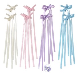 Shefun JP300 Ribbon Hair Clip, Small 1.8 inches (4.5 cm), Hair Pin, Small Hair Ribbon, Thin Bow, Hair Ornament, Twin Tail, Hair Clip, Length 13.8 inches (35 cm), Ribbon, Hair Access, Clip, Mini, White