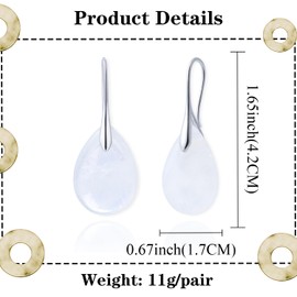 XGALBLA Women's White Crystal Teardrop Quartz Drop Earrings Natural Crystal Healing Birthstone Dangle Earrings Silver Fashion Jewelry