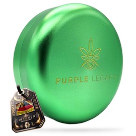 PURPLE LEGACY Ultra Light Stash Box Aluminium Tin I Waterproof I Airtight I Diameter 55 x 24 mm I UV Light Protected Box for Pills Herbs Spices (Purple Green)