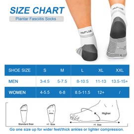 PAPLUS Plantar Fasciitis Sock (6 Pairs) for Men and Women, Compression Foot Sleeves with Arch and Ankle Support (White, Large)