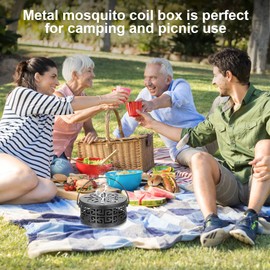 Casenly Mosquito Coil Holder, Metal Incense Holder, Portable Metallic Mosquito Coil Holder, Mosquito Spiral Container with Handle Lid, Movable Mosquito Coil Holder for Home Office