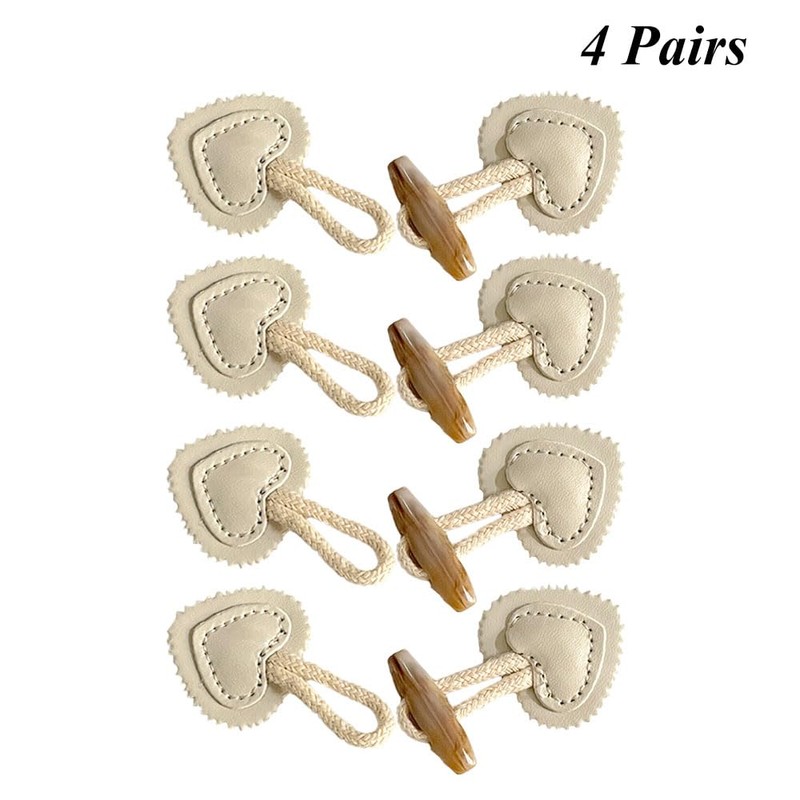 Niaciswe Leather toggle buttons, 4 pairs of toggle buttons for