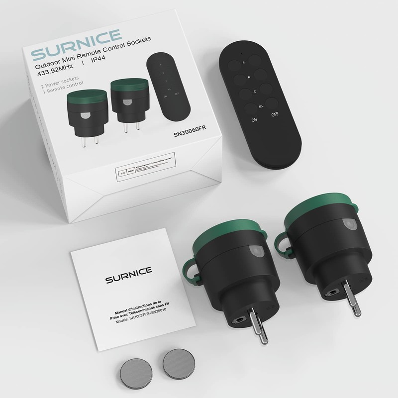 SURNICE Mini Outdoor Programmable Sockets IP44 Range 40M 2300W 2