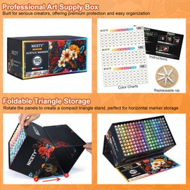 NICETY 180 Acrylic Paint Markers, Acrylic Paint Pens Brush Tip for Rock Painting, Wood, Glass, Stone, Canvas, Ceramic, Fabric - Acrylic Markers DIY Craft & Art Supplies for Kids, Adults, Artists