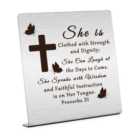 Christian Desk Decor Sign Bible Verse Gifts for Women Spiritual Religious Gifts for Girls Inspirational Desk Decor for Home Office Motivational Gifts for Her Encouragement Gifts Birthday Gift