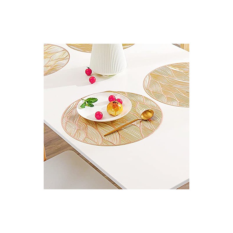 Hosoncovy 4 Pack Waves Decorative Placemats PVC Placemats Hollow Table