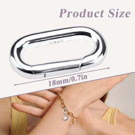 Yitexin 925 Sterling Silver Oval Bracelet Clasp, 18 mm Charm Clasps for Bracelets, Simple Chain Clasp Connector, Chain Clasps for Making Bracelets (Silver)