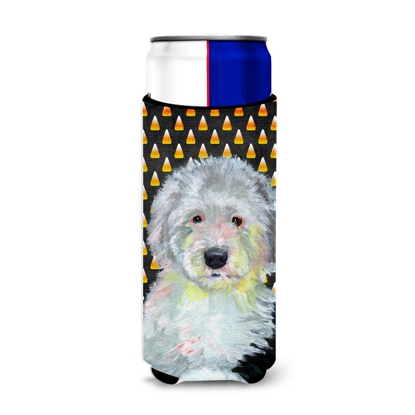 Old English Sheepdog Candy Corn Halloween Portrait Ultra Beverage Insulators