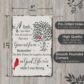 Memorial Gifts for Loss of Mother Father Husband, 2Pcs Sympathy Bereavement Gifts, Funeral Decorations 12x8 Inches Tin Sign Condolences Gifts