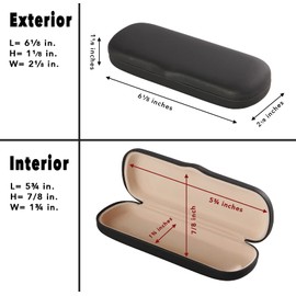 Hard Shell Eyeglass Case Clamshell for Small Frames, Reading Glasses for Women Men Eyeglasses, Metallic Matte Black