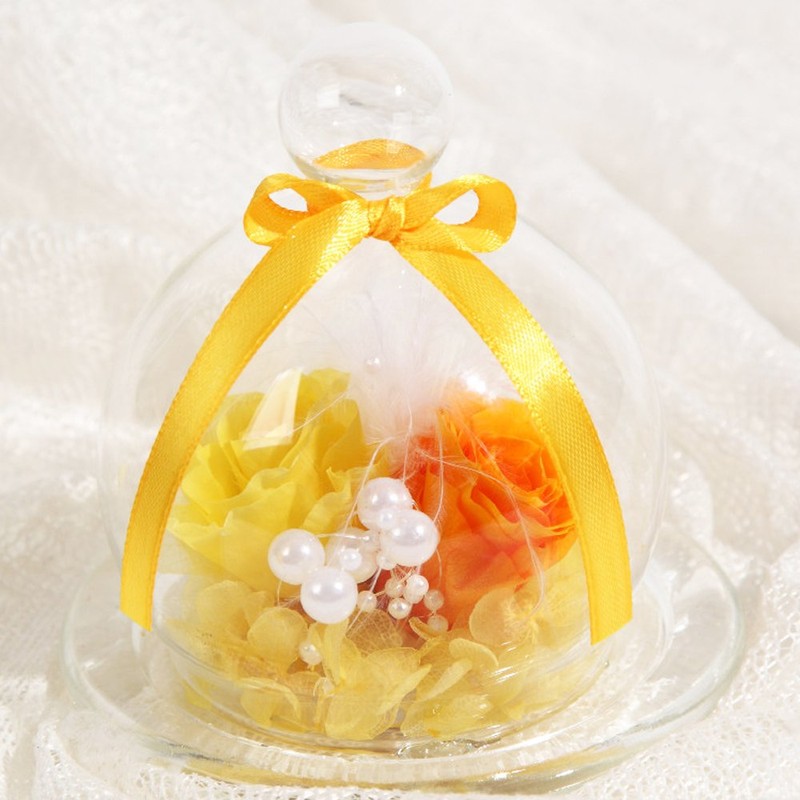 TEATSIGHT Preserved Flower Arrangement, Wrapped, In a Glass Pot, 2 Flowers