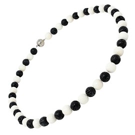 Necklace made of lava and coral, black and white necklace for women, coral