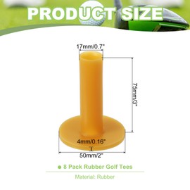 PATIKIL Rubber Golf Tee, 8 Pack 3 Inch Golf Practice Tees Training Driving Range Tee Stable Golf Ball Holder for Outdoor Indoor Hitting Mat Golf Mat, Yellow