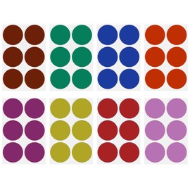 Royal Green Colored Stickers for All-Purpose Use in Office, Home, School 2" inch Label Rounds Dots, Red/Blue/Green/Yellow/Purple/Orange/Brown/Pink - 48 Count