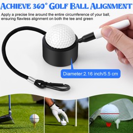 Dunkive Golf Ball Line Marker Kit with 2 Color Marker Pens, 360 Degree Golf Ball Alignment Marking Tool, Golf Ball Marker Accessories to Enhance Putting and Driving Accuracy for The Golfer