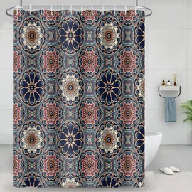 Umpoo Bohemian Mandala Shower Curtains Vintage Chic Floral Boho Paisley Bathroom Decor Shower Curtain Sets with Hooks Waterproof Polyester Fabric, 69 x 70 Inch