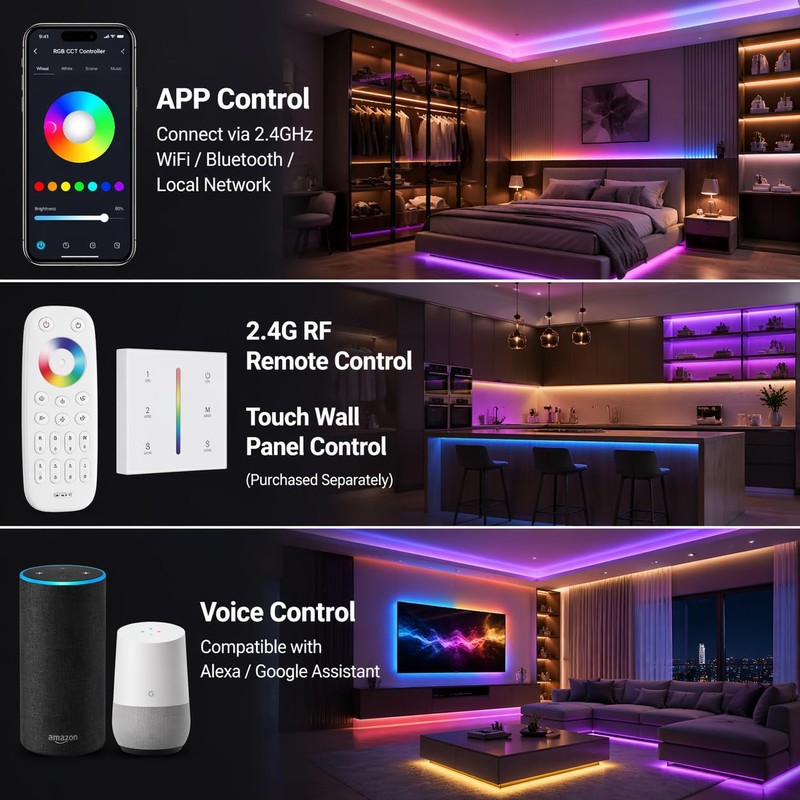 SuperLightingLED SP530E WiFi Bluetooth LED Controller, PWM SPI Compatible with
