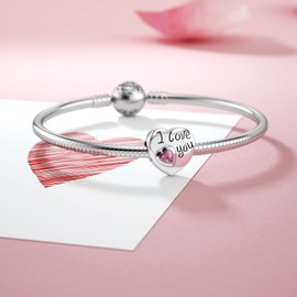 DALARAN Heart Charm for Sterling Silver Heart Bead Valentine's Day Gift, Sterling Silver, Cubic Zirconia