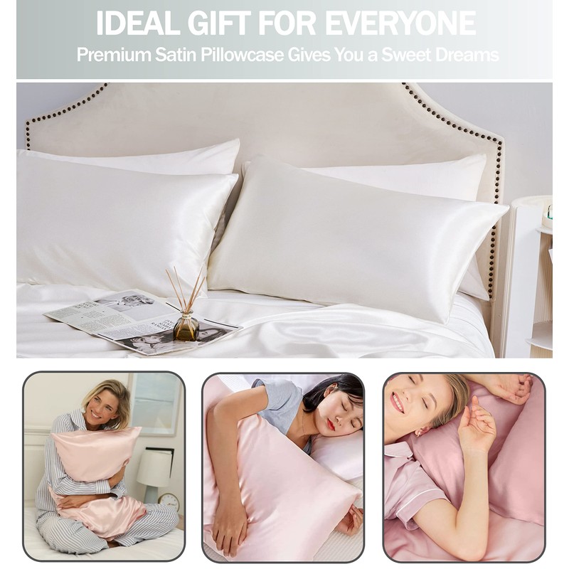 Satin Pillow Cases 2 Pack, GVTECH Pillowcase for Hair and