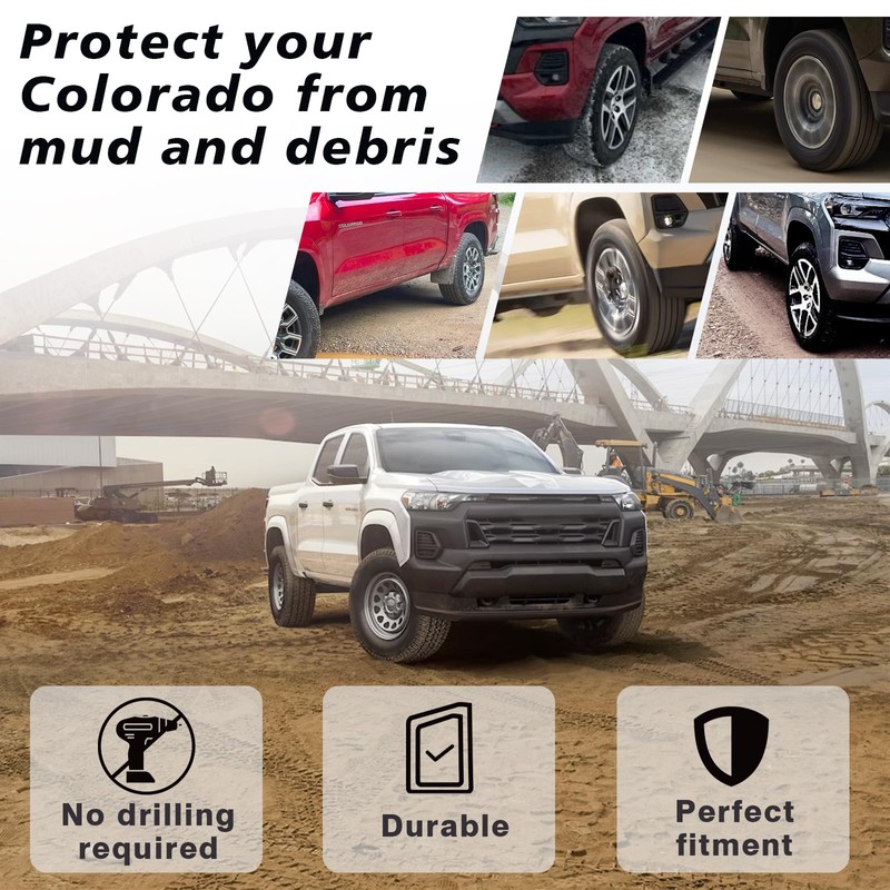 Muslogy for 2023+ Colorado Mud Flaps Without Fender Flare Front