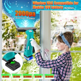 Uniqwamo Window Vacuum Squeegee Cordless Compatible for Makita 18V Battery (No Battery), Electric Window Cleaner Window Vacuum, Vacuum Squeegee for Window Cleaning, Mirror, Glass, Car Windshield