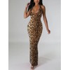 Women's Halter Maxi Bodycon Dress - Summer Casual Animal Print