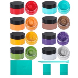 BOOLOOEN 8 Chalk Paste for Stencils and 4 Chalk Paste Spatulas, Chalk Paste Ink, Self-Adhesive Stencil Pigment Chalk Art Paste for Drawing on Wooden Boards and T-Shirts