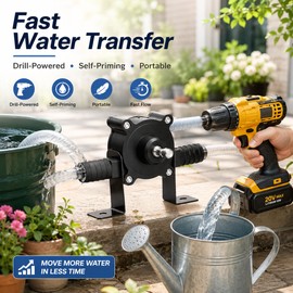 Drill-Powered Water Pump for Transfers – Portable Self-Priming Pump for Garden, Pool & Home Use