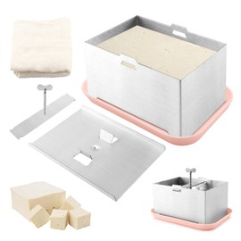 Tofu Press Stainless Steel with Tofu-Presser Towel and Drip Tray,DIY Tofu Maker Cheese Press for Homemade Tofu,Paneer,Cheese,Effortless Water Removal for Enhanced Texture & Flavor
