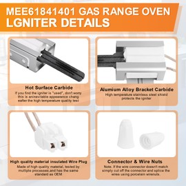 MEE61841401 Gas Range Oven Igniter, for LG Gas Range (LRG, LSS, LDG, LSG,LTG Series LRG3095ST,LRG3061ST, LSG4513ST),for LG Oven Gas Ranges Igniter, Replaces MEE61841403 MEE63084901