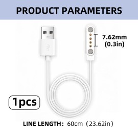 Annlpoy Universal Smart Watch Charger, Magnetic USB Charger with 4 Pin Connector, 2.54mm Pin Spacing, Safe and Reliable for Smart Watches